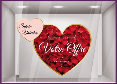 Sticker 2 Coeurs Enlacés Promotion à Personnaliser Saint Valentin fleuriste mode deco bijouterie calicot lettrage boutique