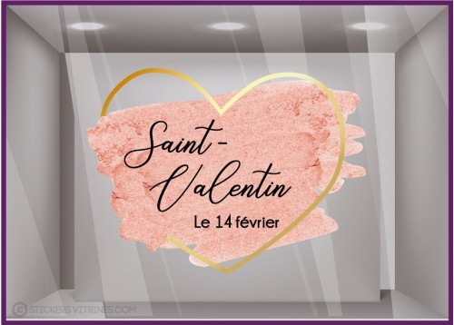 Sticker Coeur Paillettes Saint-Valentin autocollant lettrage adhesif magasin Calicot bijouterie beaute mode idée deco