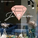 Sticker Je T&#039;aime Diamant Saint-Valentin vitrophanie autocollant vitrine commerce bijouterie boutique