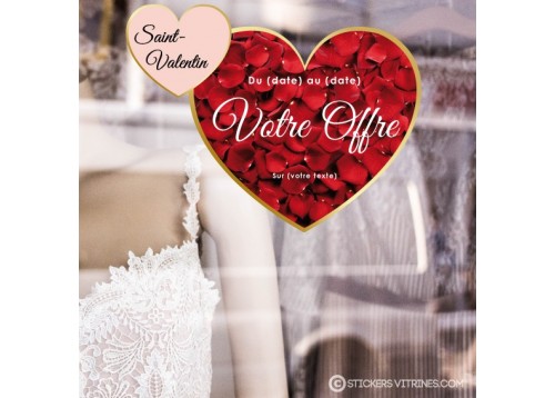 Sticker 2 Coeurs Enlacés Promotion à Personnaliser Saint Valentin fleuriste mode deco bijouterie calicot promo commerce