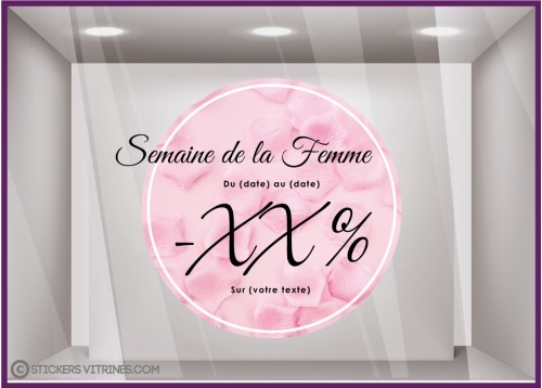 PROMOTION SEMAINE DE LA FEMME ADHESIF VITROPHANIE FLEURISTE JOURNEE MAGASIN OFFRE DEVANTURE 