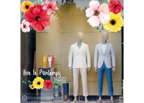 KIt de stickers fleurs géantes Printemps Mode Fleuriste Calicot autocollant Devanture Vitrine 