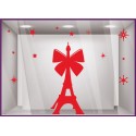 Kit de Stickers Tour Eiffel Noeud Paris vitrophanies décoration bijouterie étoiles publicitaire Noël Réveillon