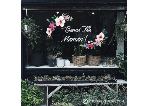 Autocollant-calicot-Fête des mères-fleuriste-commerce-boutique-vitrine