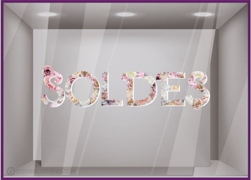 Lettres autocollantes-Soldes-Braderie-Ete-Promotion-Boutique-Adhesif-Vitrine-idee deco-fleur-magasin