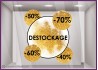 Sticker Pastille Destockage Pourcentages liquidation braderie vitrophanie adhésif autocollant vitrine pas cher