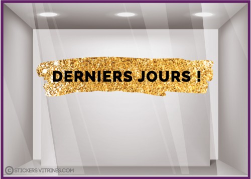 Sticker Bandeau Ventes privees paillete or devanture vitrine soldes promotions calicot lettrage autocollant adhesif mode magasin