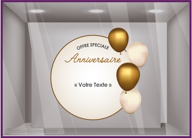 Sticker Offre spéciale anniversaire à personnaliser pour vitrine.