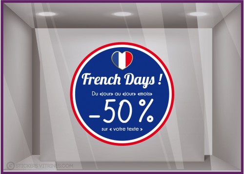 AUTOCOLLANT-FRENCH DAYS-PROMOTIONS-ADHESIF-VITRES-DEVANTURE-BOUTIQUE-MODE-CALICOT-IMPRIMEUR