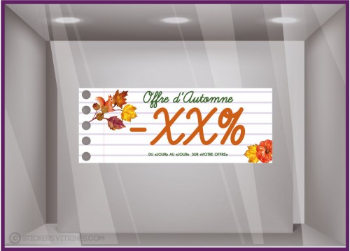 Offre Automne Bandeau Cahier Sticker Autocollant Adhésif Promotion Decoration Boutique Magasin