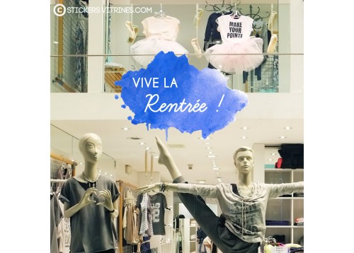 Vive La Rentree Tache Encre Autocollant Rentree Magasin Boutique Decoration Vitrophanie