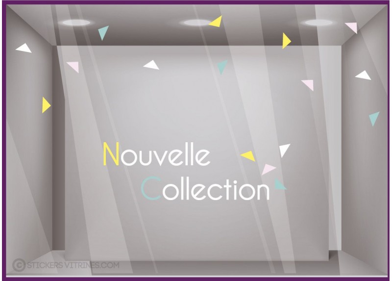 Kit de Stickers Nouvelle Collection Triangles vitrine calicot devanture lettrage adhesif vitre mode bijouterie