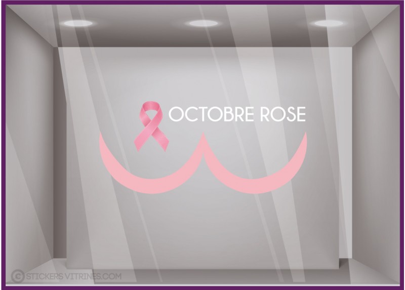 Sticker Seins Octobre Rose Devanture Commerce Cabinet Médical Vitrophanie Adhésive