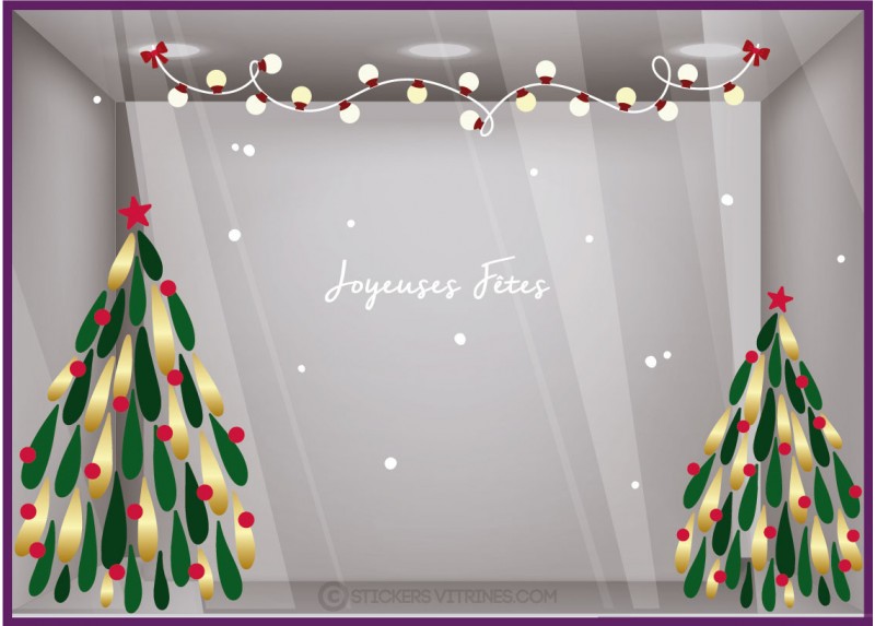 KIT DE STICKERS NOEL IDEE DECORATION TENDANCE FLOCONS VITRINE MAGASIN CALICOT JOYEUSES FETES MODE