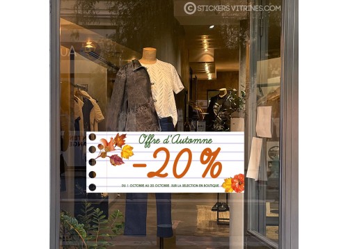 Offre Automne Bandeau Cahier Sticker Autocollant Adhésif Promotion Decoration Boutique Magasin