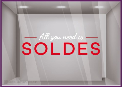 Sticker Soldes  Boutique Destockage All You Need Calicot Autocollant  Decoration Vitrine  Braderie Lettrage