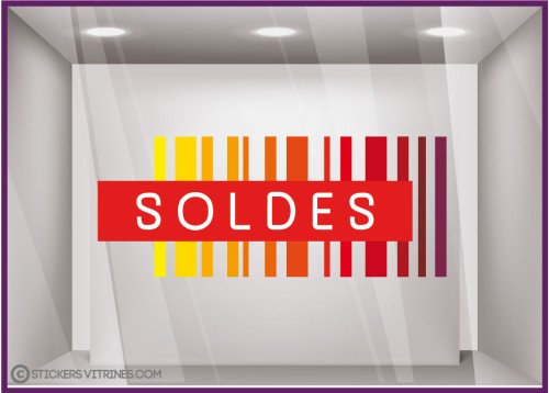 Sticker Soldes Commerce Code Barre Destockage Vitrine Vitrophanie Braderie Adhesif liquidation   