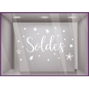 Sticker Soldes Etoiles promotion devanture destockage calicot magasin vitrophanie mode bijouterie maroquinerie vitrine adhesif