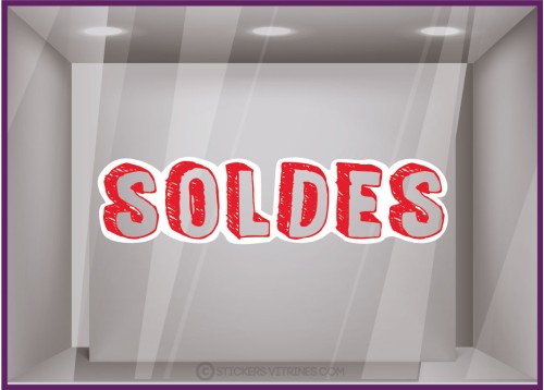 Sticker Soldes Lettres Adhésif Boutique Vitrine Destockage Calicot Soldes Enseigne Liquidation autocollant magasin evide