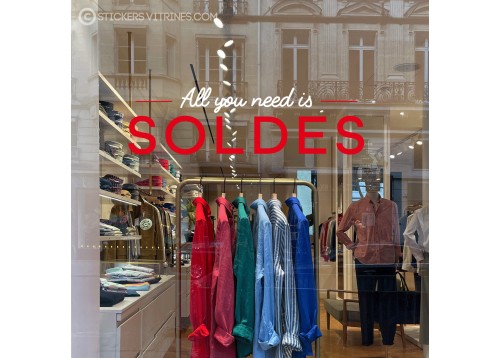 Sticker Soldes  Boutique Destockage All You Need Calicot Autocollant  Decoration Vitrine  Braderie Lettrage