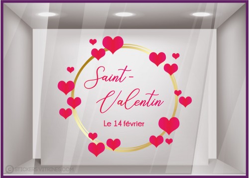 Sticker Couronne de Coeurs Saint-Valentin BIJOUTERIE FLEURISTE MAGASIN VITRINE