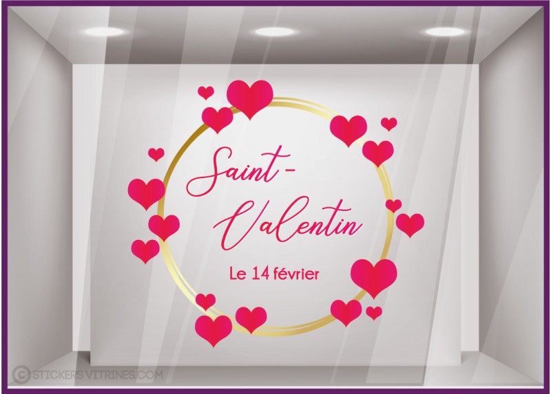 Autocollant vitrine kit de Stickers Coeur Guirlande St Valentin