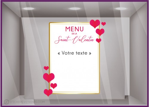 Sticker Menu de la Saint-Valentin à personnaliser restaurant bar bistro traiteur epicerie signaletique