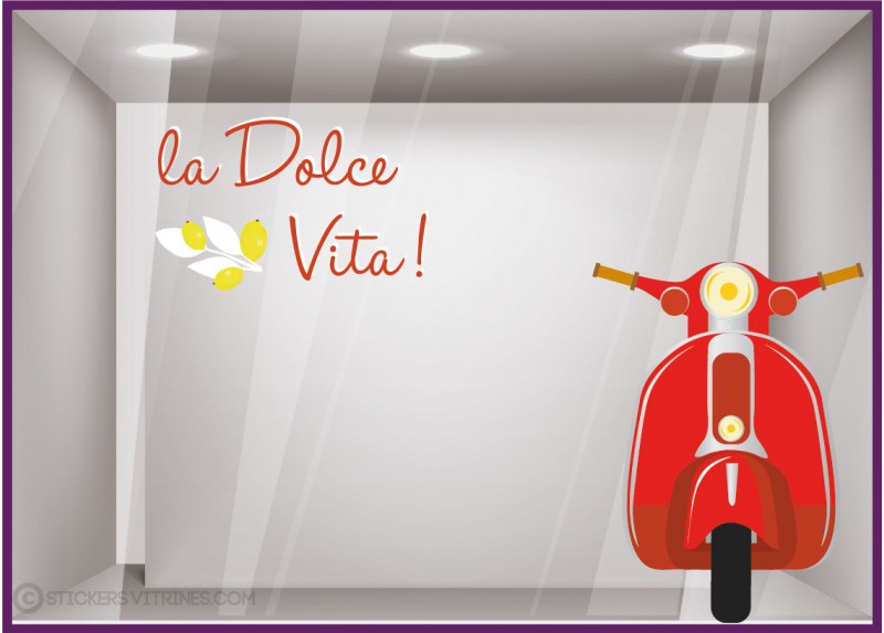 Kit de Stickers Vespa lettrage ete beaute magasin vitrine mode marquage adhesif mode decoration boutique scooter dolce vita