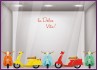 Kit de Stickers Frise vespa été beaute magasin vitrine mode marquage adhesif parfumerie decoration boutique dolce vita scooter