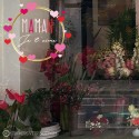 Sticker Couronne Ronde de Coeurs fete des meres boutique mode beaute vitrine adhesif maman fleuriste amour