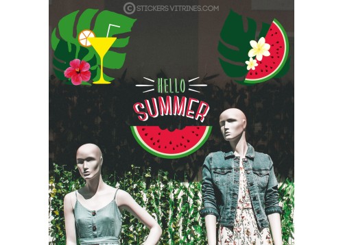 Kit d'autocollants Hello Summer Pastèque pour les vitres de boutique