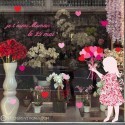 Kit de stickers petite fille bouquet fete des meres magasin mode fleuriste adhesif vitrine coeur liberty lettrage rose maman 