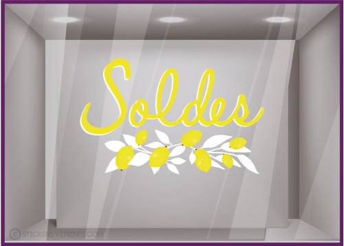 stickers soldes citron vitrophanie magasin dolce vita braderie offre beaute parfumerie bijouterie lettrage adhésif autocollant 