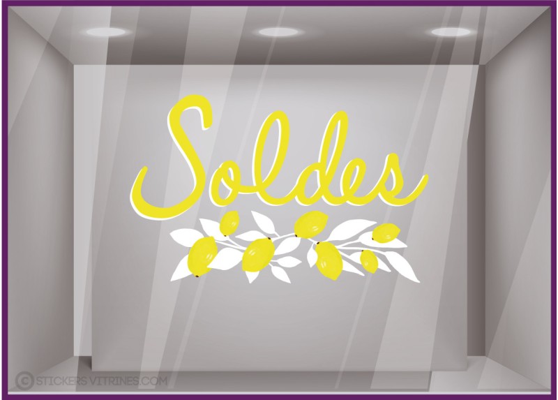 stickers soldes citron vitrophanie magasin dolce vita braderie offre beaute parfumerie bijouterie lettrage adhésif autocollant 