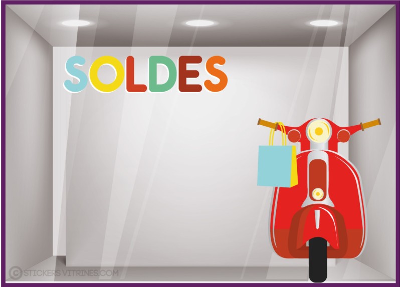 kit de stickers soldes vespa scooter moto vintage retro sac promotion vitrine devanture calicot mode lettrage