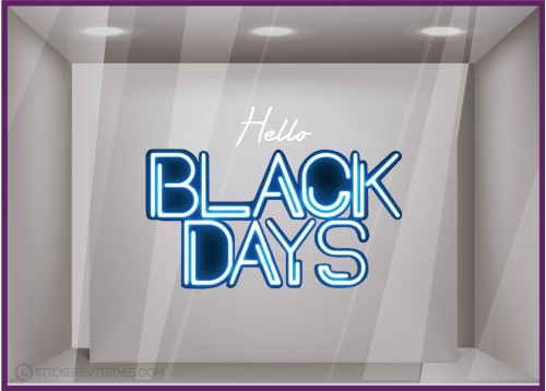 Stickers Néon Hello Black Days Promotion Devanture Vitrine Boutique Calicot Magasins Commerce