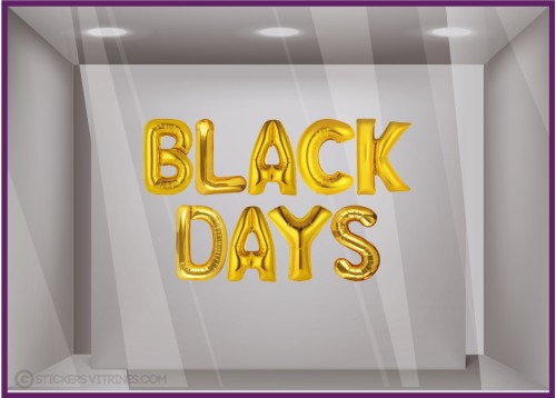 Sticker Ballons Lettres Or Black Days Promotion Soldes Vitrines Commerce Magasin Devanture Vitrine Calicot Boutique Friday