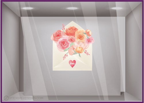 Sticker Enveloppe Love Fleurs