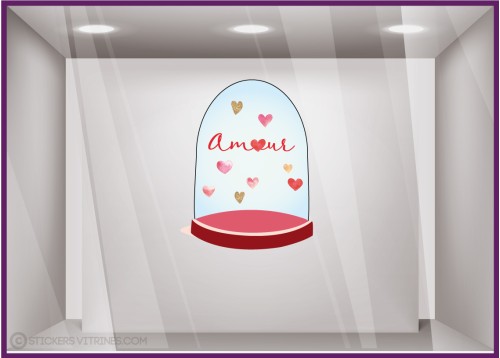 Sticker Globe coeur amour st valentin vitrine idée décoration magasin fournisseur vitrophanie