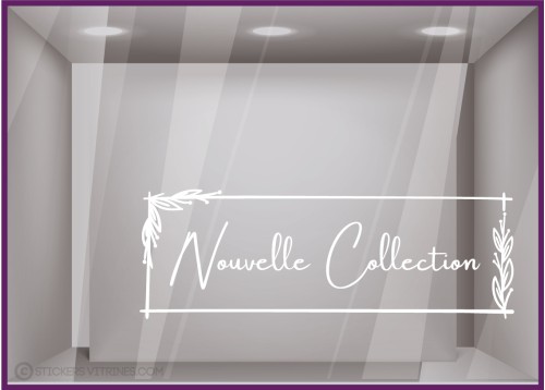 Sticker nouvelle collection cadre floral soldes magasin boutique vitrophanie calicot lettrage adhesif