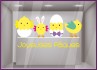 Stickers joyeuses paques poussin poule cocotte vitrophanie boulangerie patisserie chocolatier vitrophanie deco