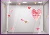 STICKER VITRINE COEUR MAMAN CHERIE  FETE DES MERES DECO MAGASIN VITRE IDEE BOUTIQUE PAILLETTE AQUARELLE FLEURISTE BIJOUTERIE