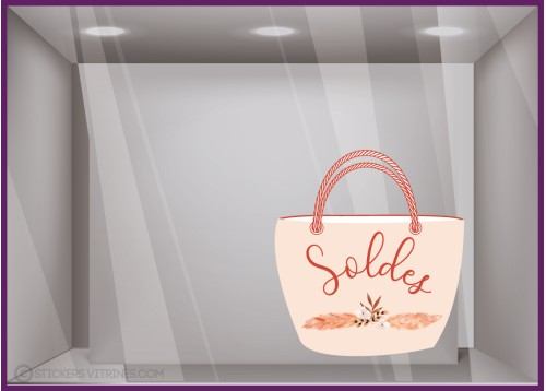 STICKER SOLDES SAC DE PLAGE PAMPA FLEUR BOHEME MAGASIN VITROPHANNIE FABRICANT CALICOT