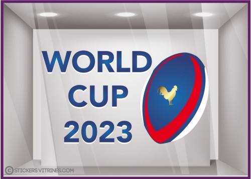Sticker World Cup 2023 Rugby coupe du monde equipe de france décoration vitrine bleu