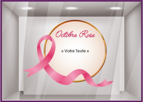 STICKER OCTOBRE ROSE A PERSONNALISER VITRINE MAGASIN VITROPHANIE CALICOT