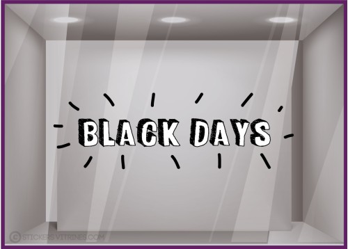 STICKER BLACK DAYS ET CONFETTIS VITRINE DEVANTURE LETTRAGE ADHESIF MAGASIN BOUTIQUE FRIDAY