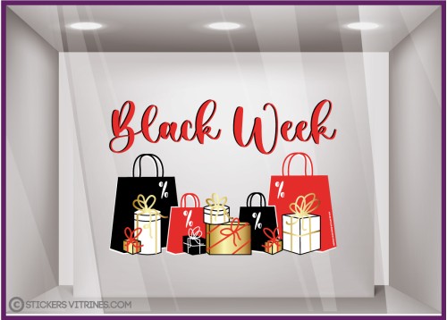 STICKER BLACK WEEK SACS ET CADEAUX VITROPHANIE ENSEIGNE VITRE