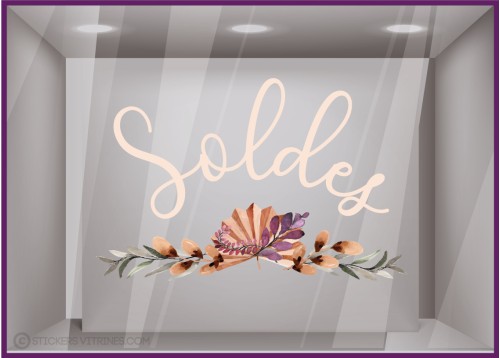STICKER SOLDES BRANCHES PAMPAS VITROPHANIE BOUTIQUE MAGASIN COMMERCE ADHESIF