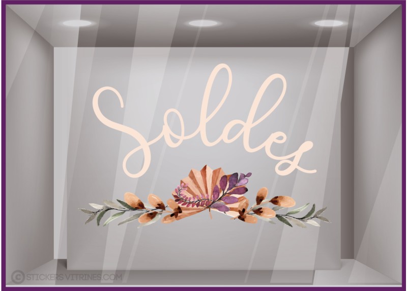 STICKER SOLDES BRANCHES PAMPAS VITROPHANIE BOUTIQUE MAGASIN COMMERCE ADHESIF