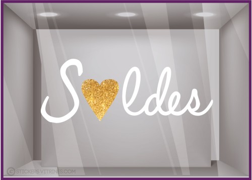 STICKER SOLDES PETIT COEUR VITROPHANIE BOUTIQUE MAGASIN COMMERCE ADHESIF